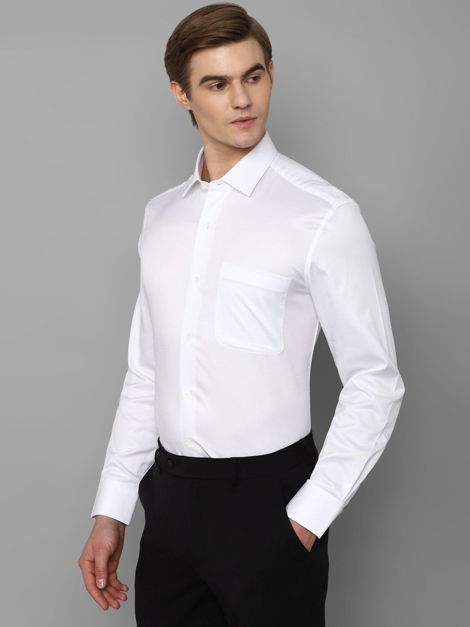 Luxure By Louis Philippe White Cotton Slim Fit Printed Shirt