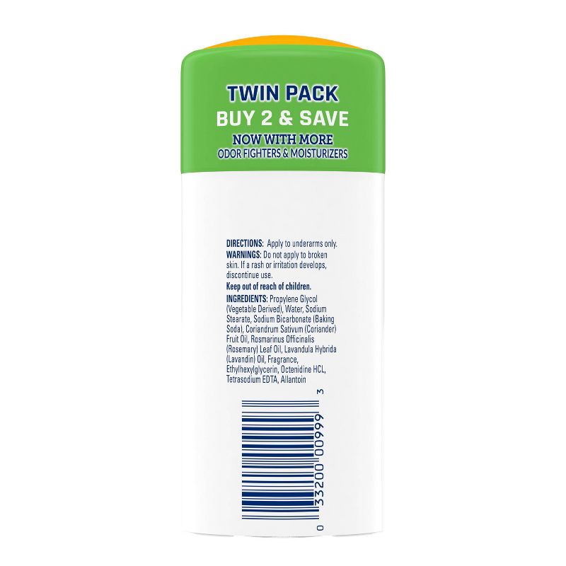 Arm & Hammer Essentials Solid Deodorant Fresh Wide Stick Twin Pack - 2.5oz/2pk