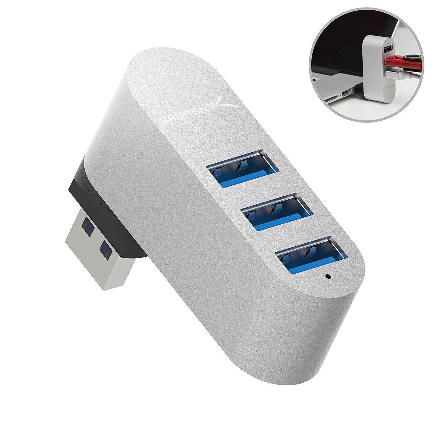 Sabrent Premium 4 Port Aluminum Mini USB 2.0 Hub [90&deg;/180&deg; Degree Rotatable] (HB-UMMC)