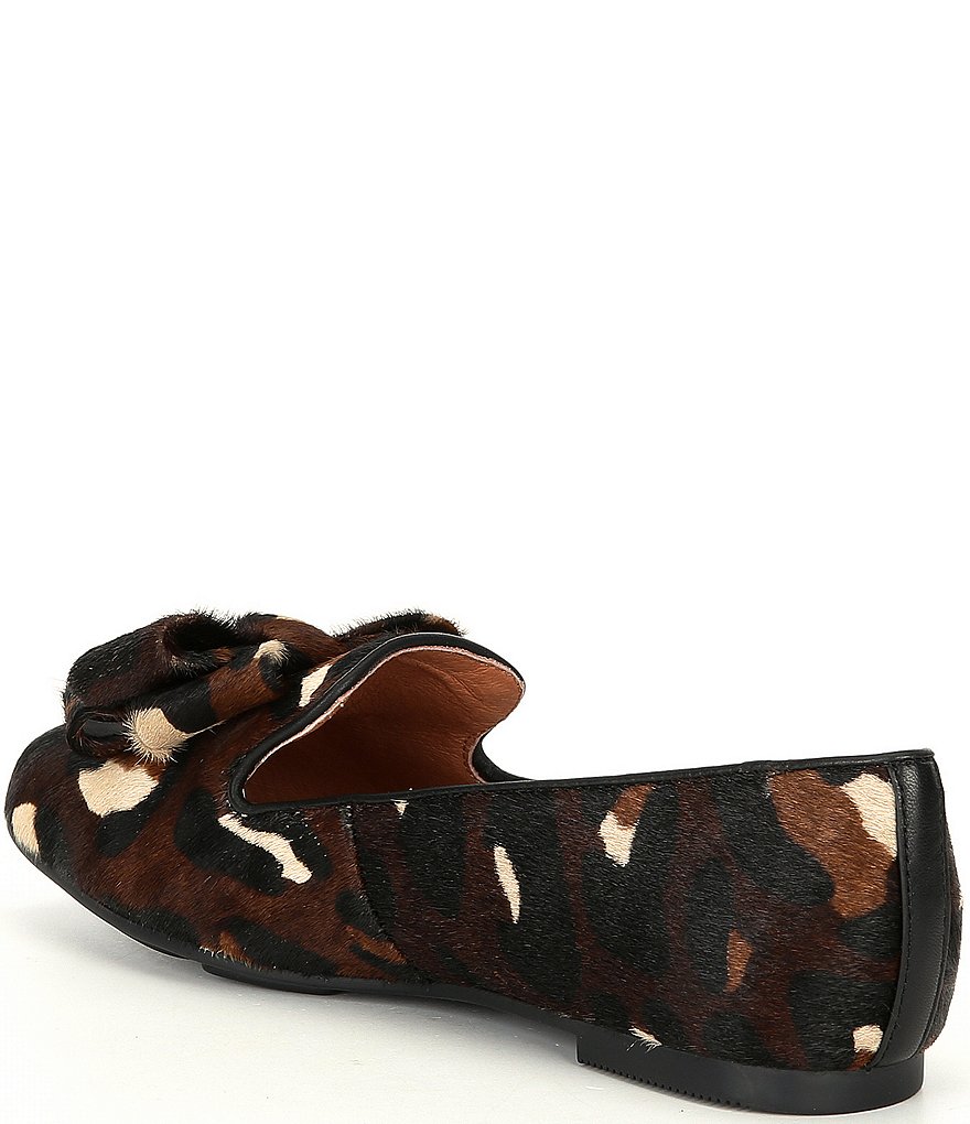 Gentle Souls Eugene Ribbon Leopard Print Calf Hair Bow Loafers