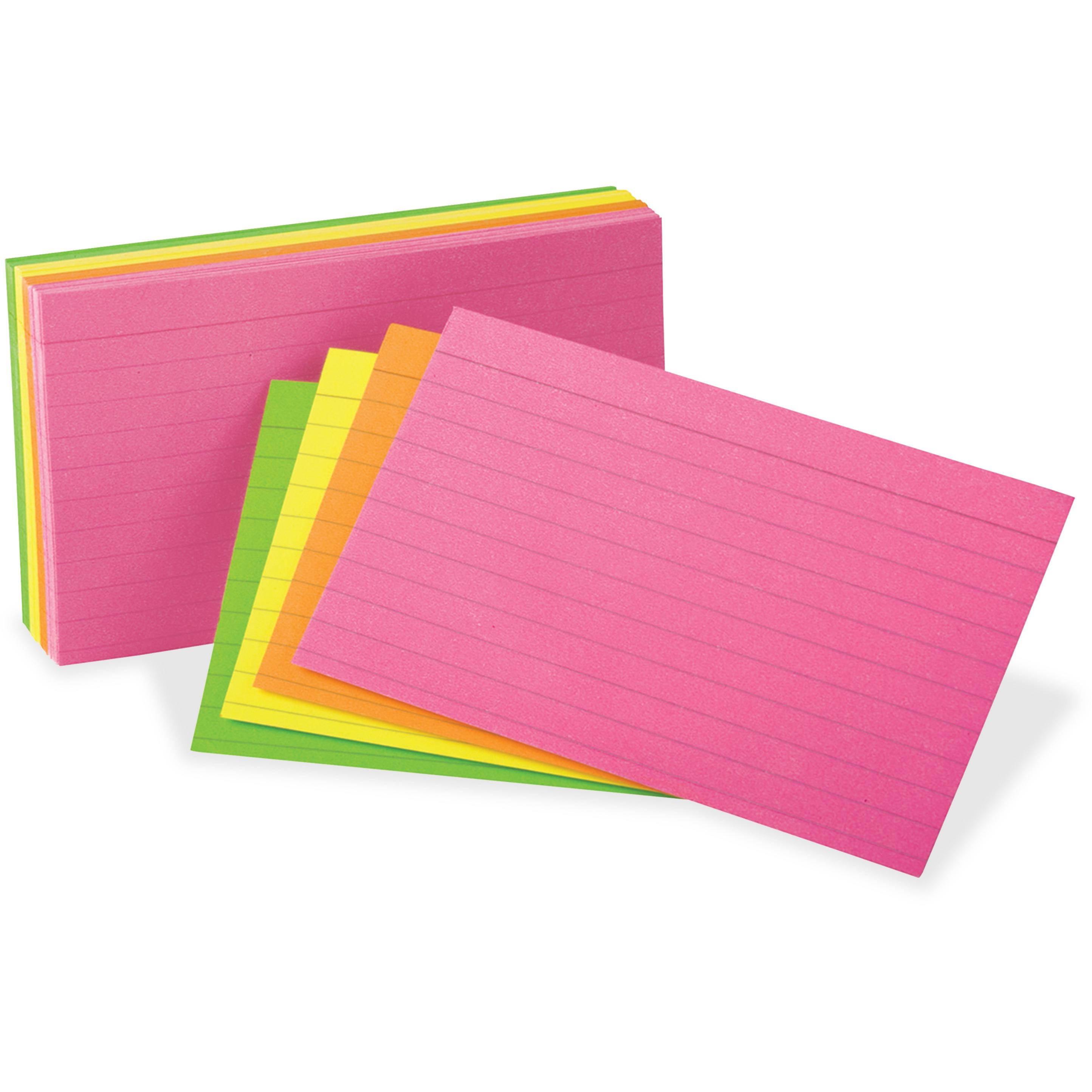 Ruled Index Cards 3"x5" 30/PK Neon/Ast