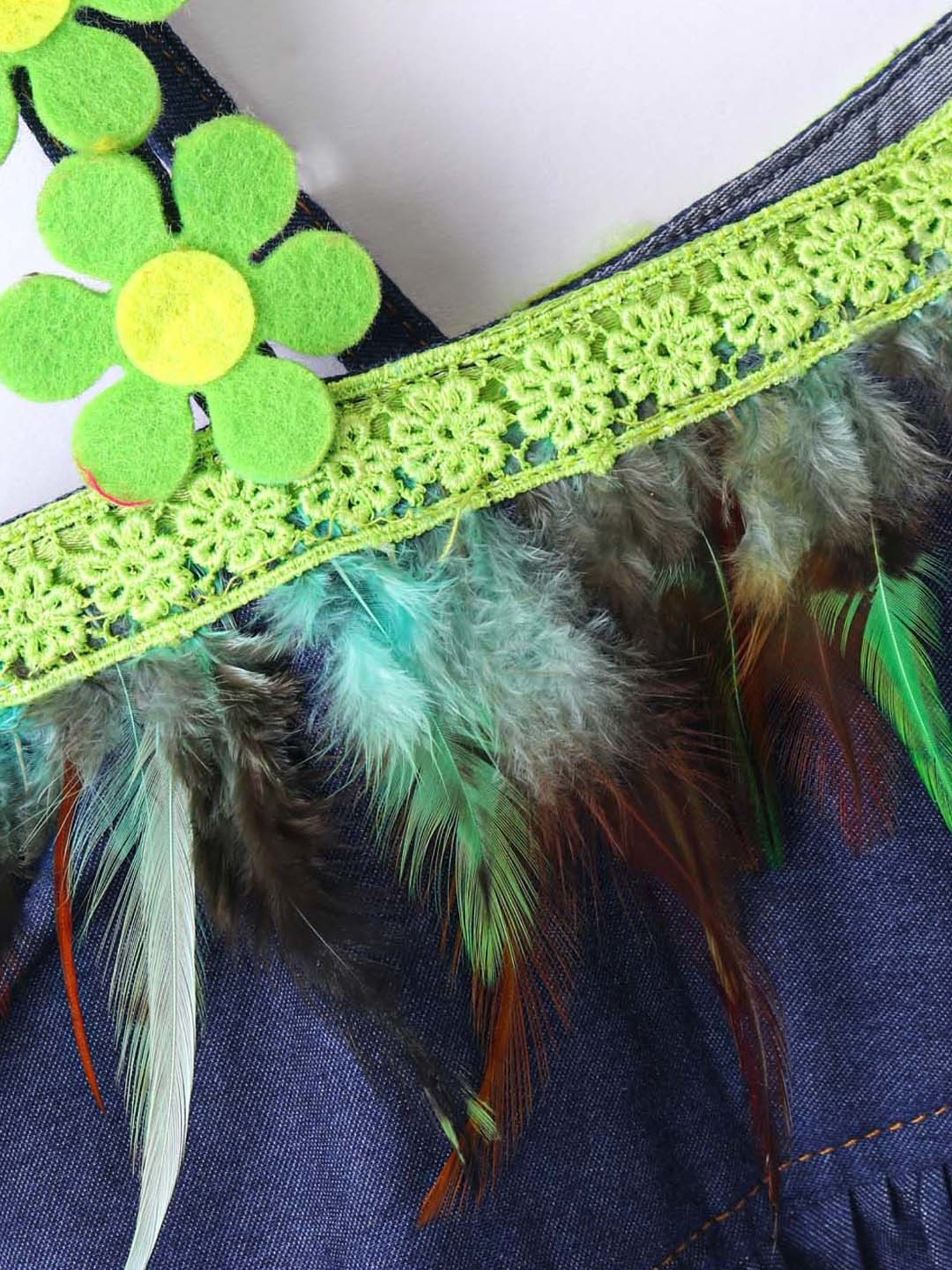 TWISHA Kids Blue & Green Applique Top Set