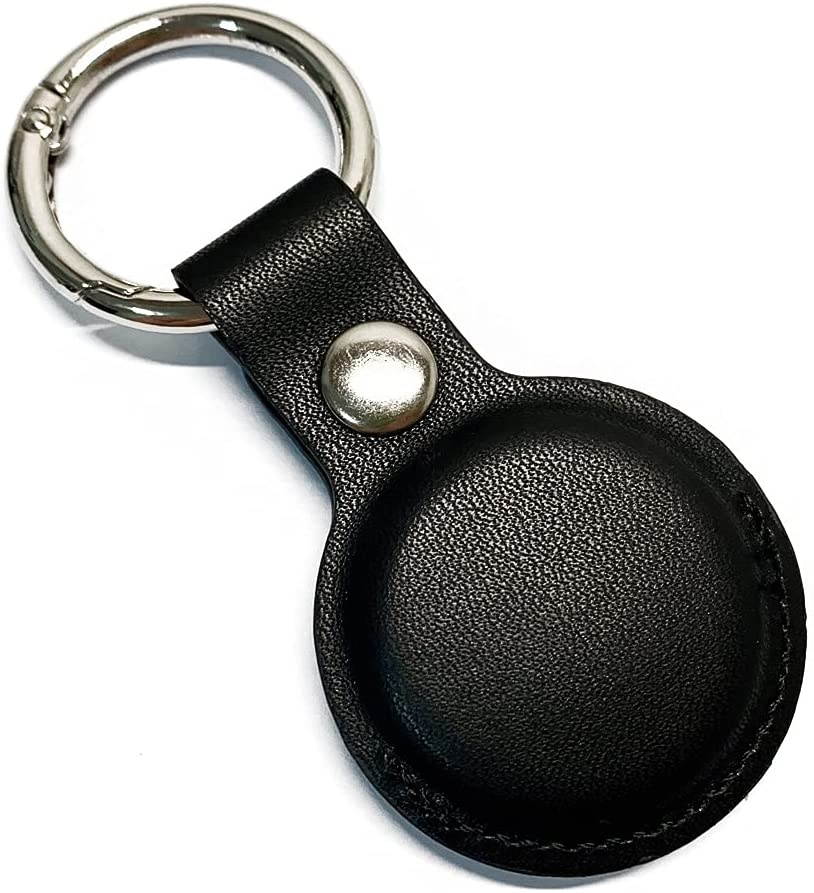 Portable Protective Case for AirTag 2021(2Pack), Suublg PU Leather Multiple Color Skin Anti-Scratch Cover Tracker Holder with Key Ring Compatible with AirTag Finder 2021 1st Generation - Black