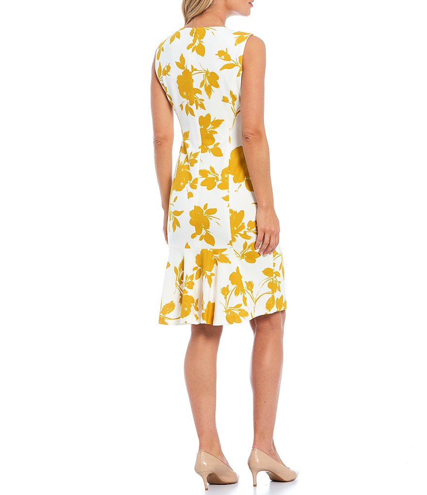 Calvin Klein Sleeveless Round Neck Button Front Sheath Dress