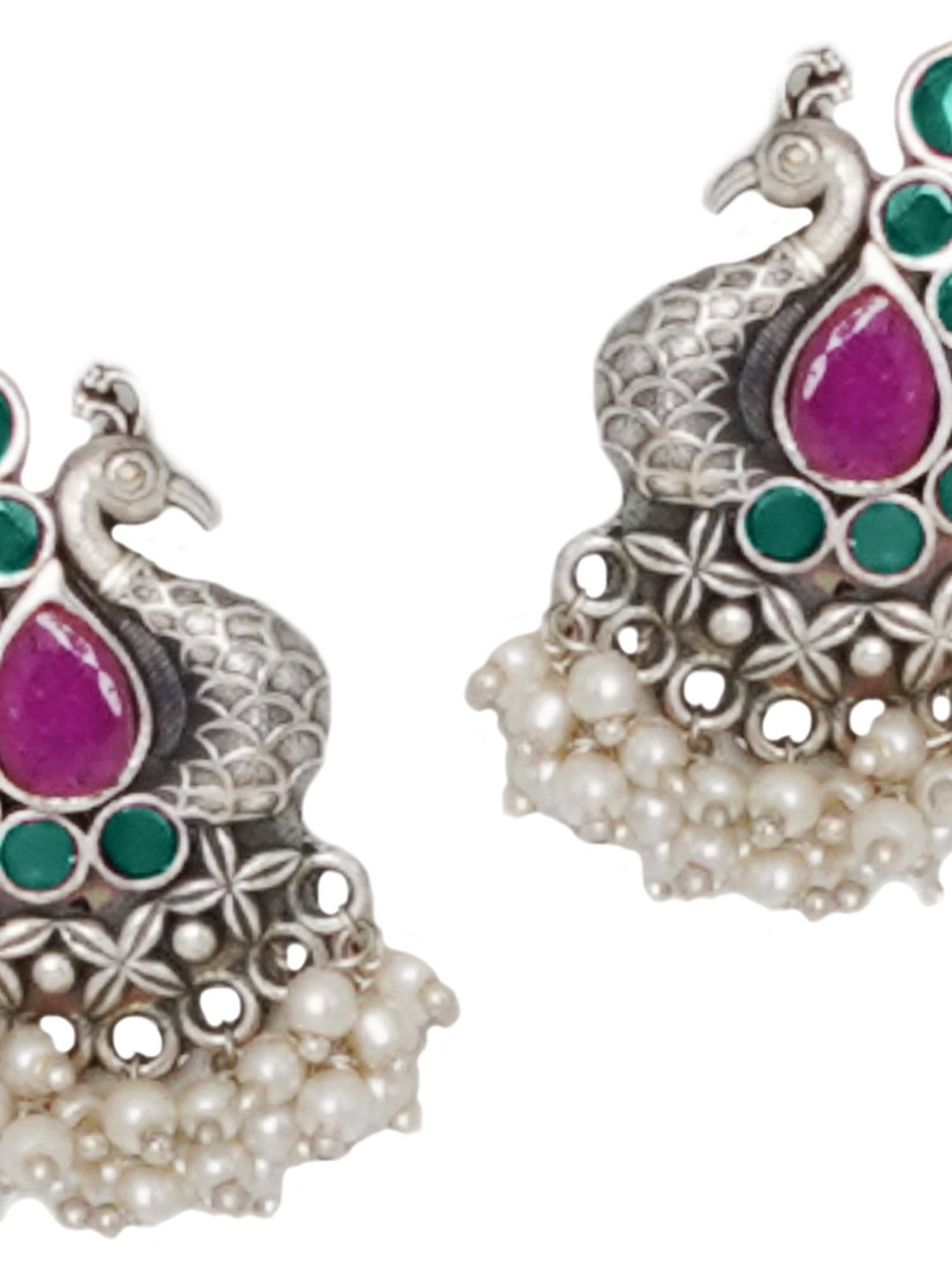 Teejh Ethnic Nirali Multicolored Silver Oxidized Stud Earrings