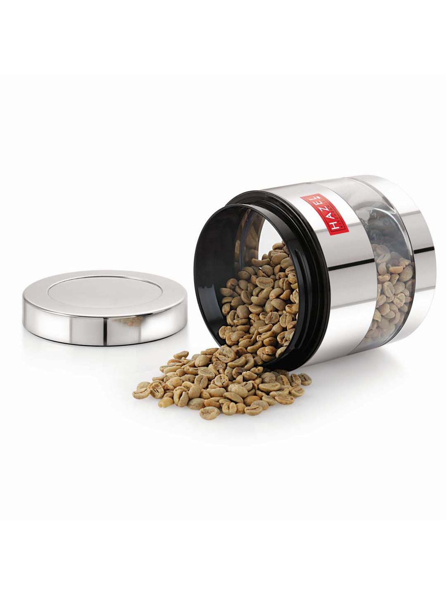 HAZEL Silver Stainless Steel Kitchen Storage Jar (600 ml) - Set of 1