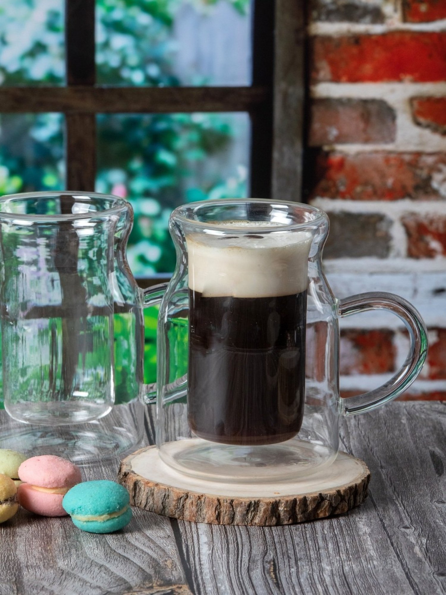 White Gold Transparent Glass Coffee Mug - Set of 2 (200ml)