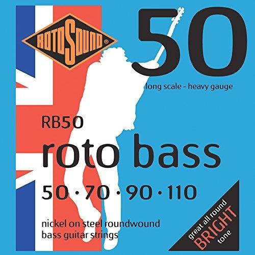 rotosound rb50 nickel unsilked bass guitar strings 50 70 90 110