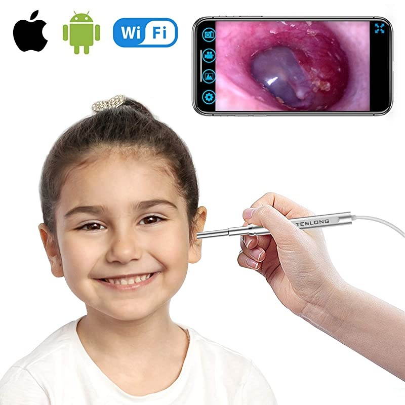 WiFi Otoscope for iPhone  UltraSlim Wireless Ear Scope Camera with Replaceable Otoscope Specula Waterproof Washable Check Swimmers Ear