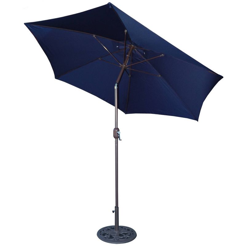 9' x 5' Aluminum Bronze Umbrella Navy Blue - Tropishade
