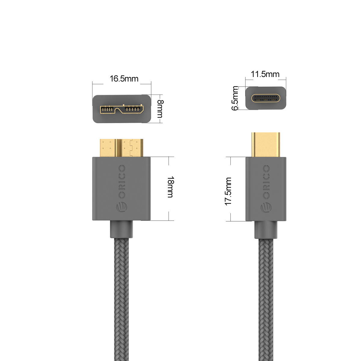 ORICO USB 3.1 USB-C to Micro-B Cable (M/M),   Type-C to USB Micro-B, Fast Charging  Cable 1.64ft to 6.6ft  Gold-plate Interface  for 2.5/3.5 in HDD SSD M.2 SSD and HDD Enclosures