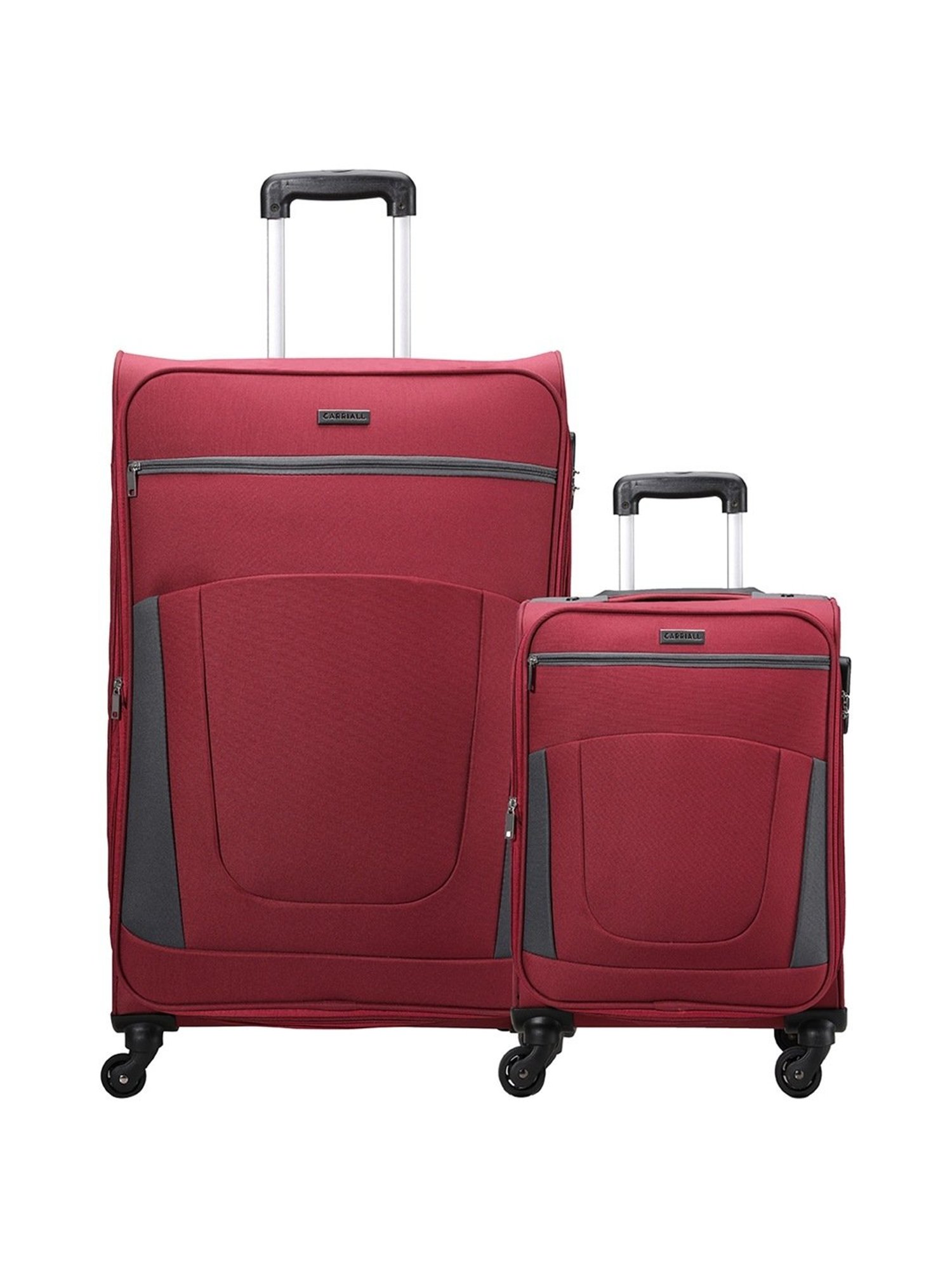 Carriall Red 4 Wheel Large Soft Cabin Trolley Set of 2 - 78 cm