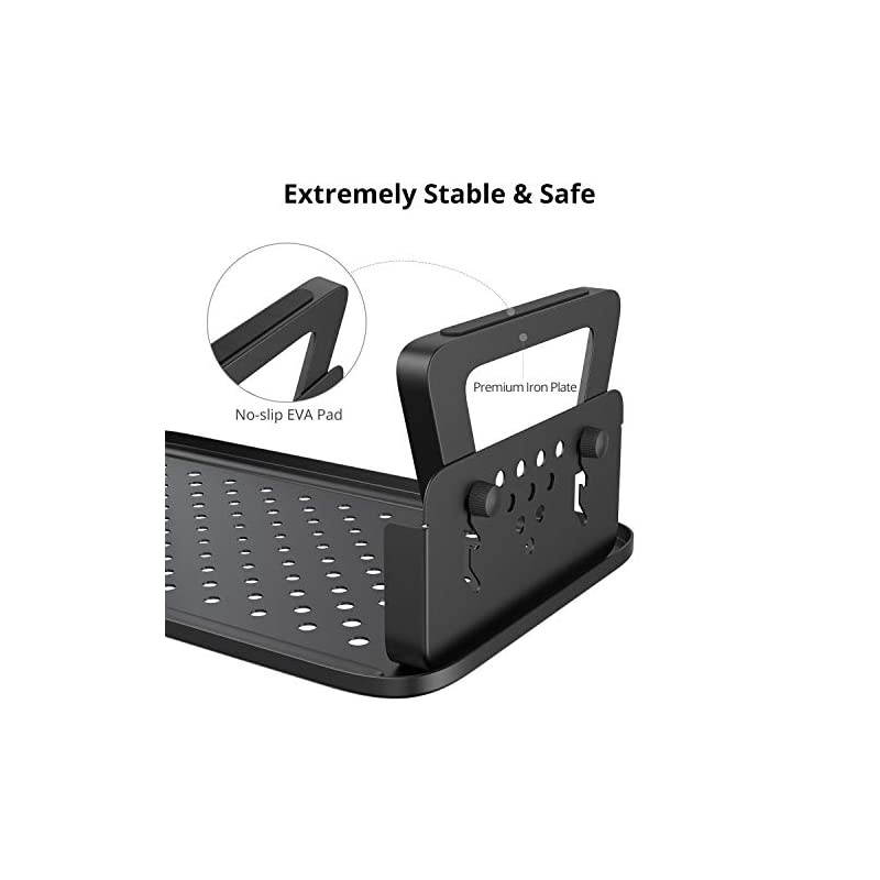 Monitor Stand Riser [Aircraft Grade Aluminium] 3 Height Adjustable Metal Monitor Desk Stand with Mesh Platform for Computer Screen Laptop iMac PC Printer Small Projector and More - Black