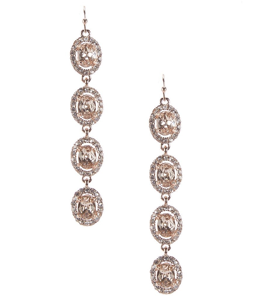 Gemma Layne Pave Oval Linear Drop Earrings