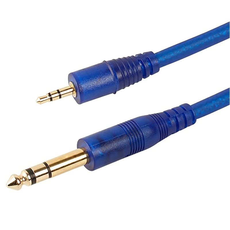 Male to 14 Male Stereo Cable Gold Plated 35mm Male to 635mm 14 Male TRS Stereo Audio Cable Blue 5 Feet