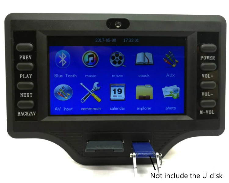 4.3 Inch LCD Decoder 2.1 Subwoofer Bluetooth Speaker Amplifier Auido Board Bluetooth Receiver MP4 MP5 50W*2+100W DC12V 24V