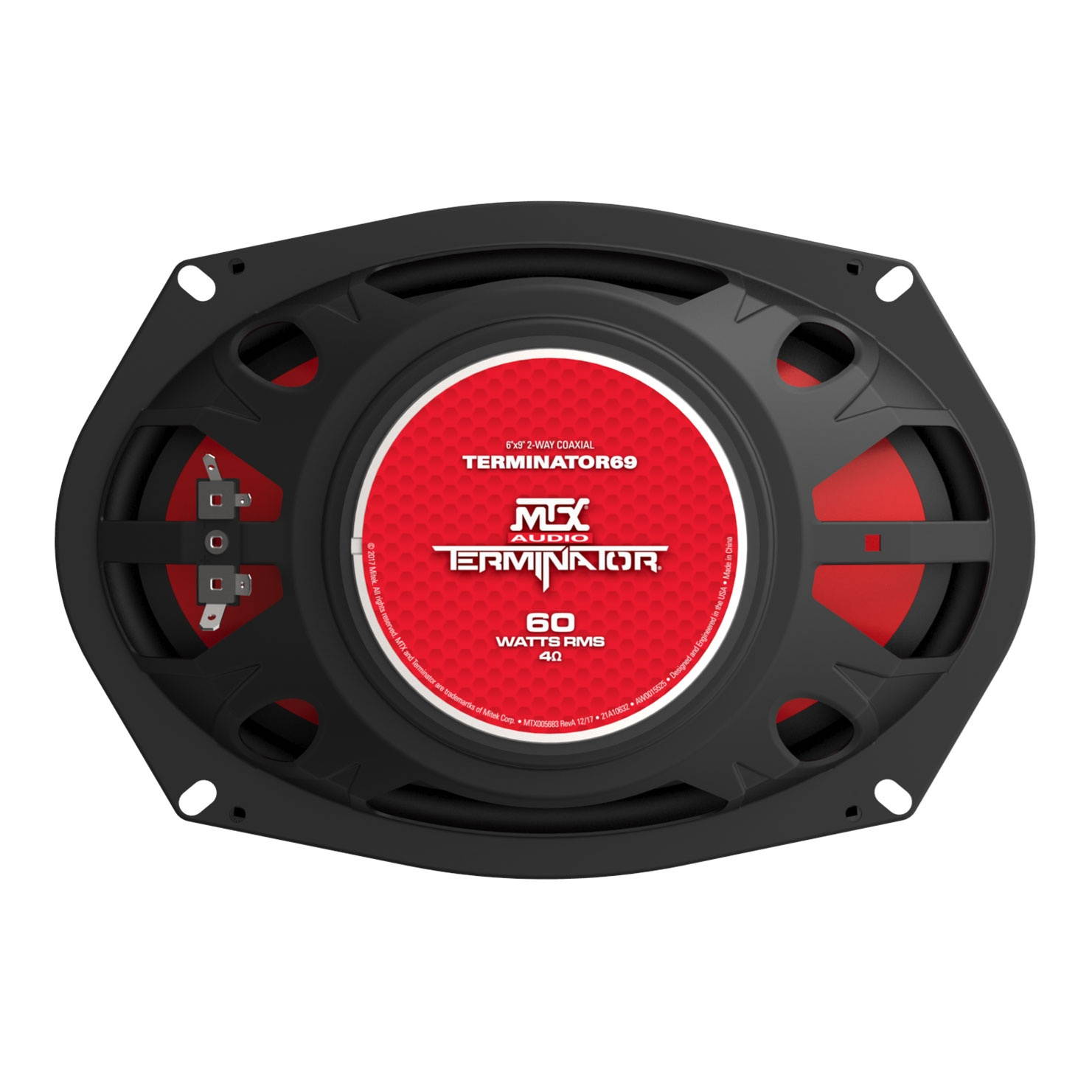 mtx terminator69 60 watt rms 2 way polypropylene coaxial car speakers, pair