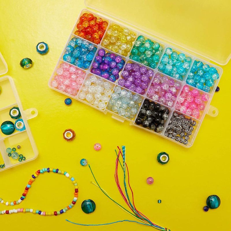 Bright Creations 6 Pack Bead Storage Containers, Organizer with Lids & Dividers, Arts and Crafts, 6.9 x 3.9 x 0.9 in