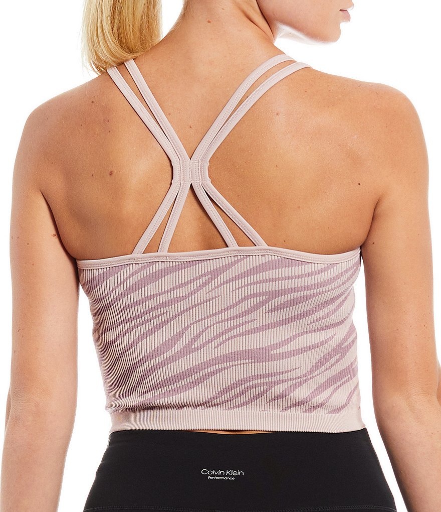Calvin Klein Performance Zebra Jacquard Low Impact Strappy Back Crop Top