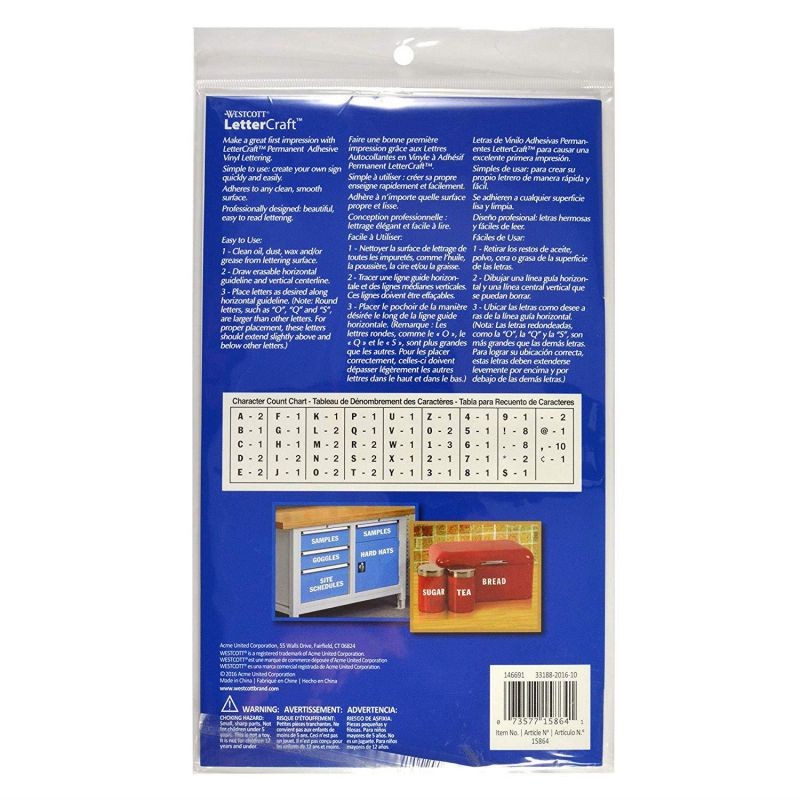 Westcott LetterCraft Permanent Vinyl Lettering Franklin Gothic 4-Inch, White (15864)