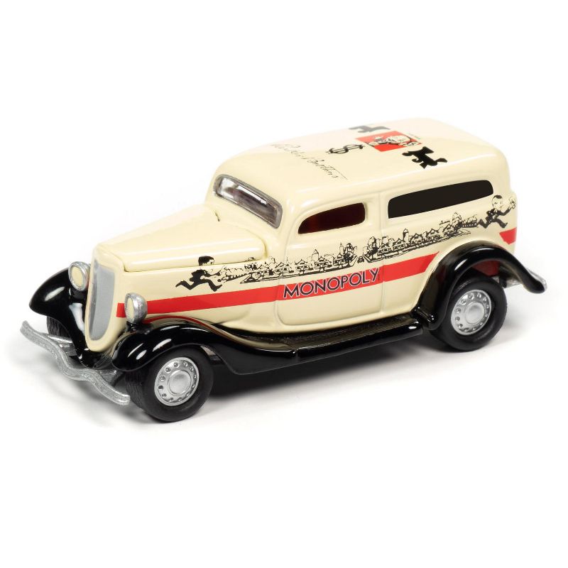 1933 Ford Panel Delivery Truck Yellow & Game Token "Monopoly 85th Anniversary" 1/64 Diecast Model Car by Johnny Lightning