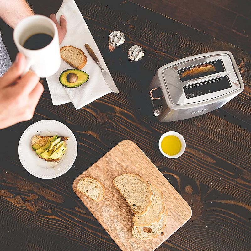 Crux 14544-SN 2 Extra Wide Slice 6 Shade Electric Kitchen Toaster Heater with Gluten Free Toasting Feature for Bagels and Bread, Stainless Steel