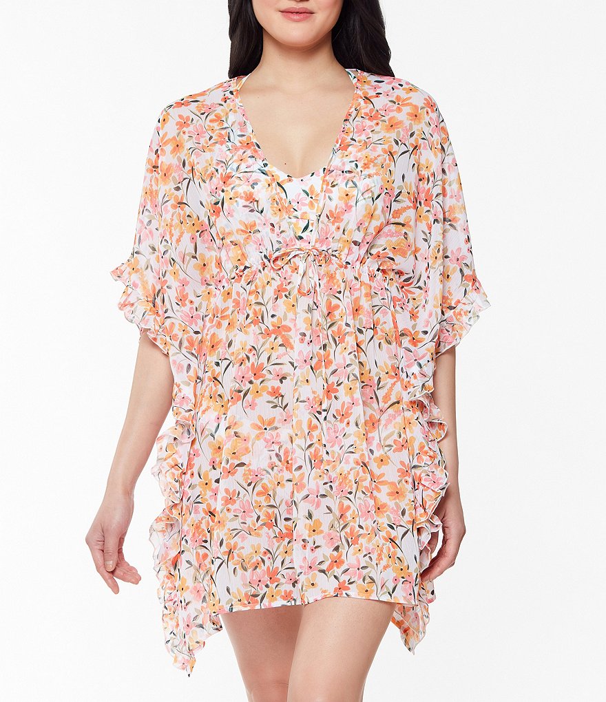 Becca by Rebecca Virtue Beach Date Hooded V-Neck Sleeveless Swim Cover Up Dress