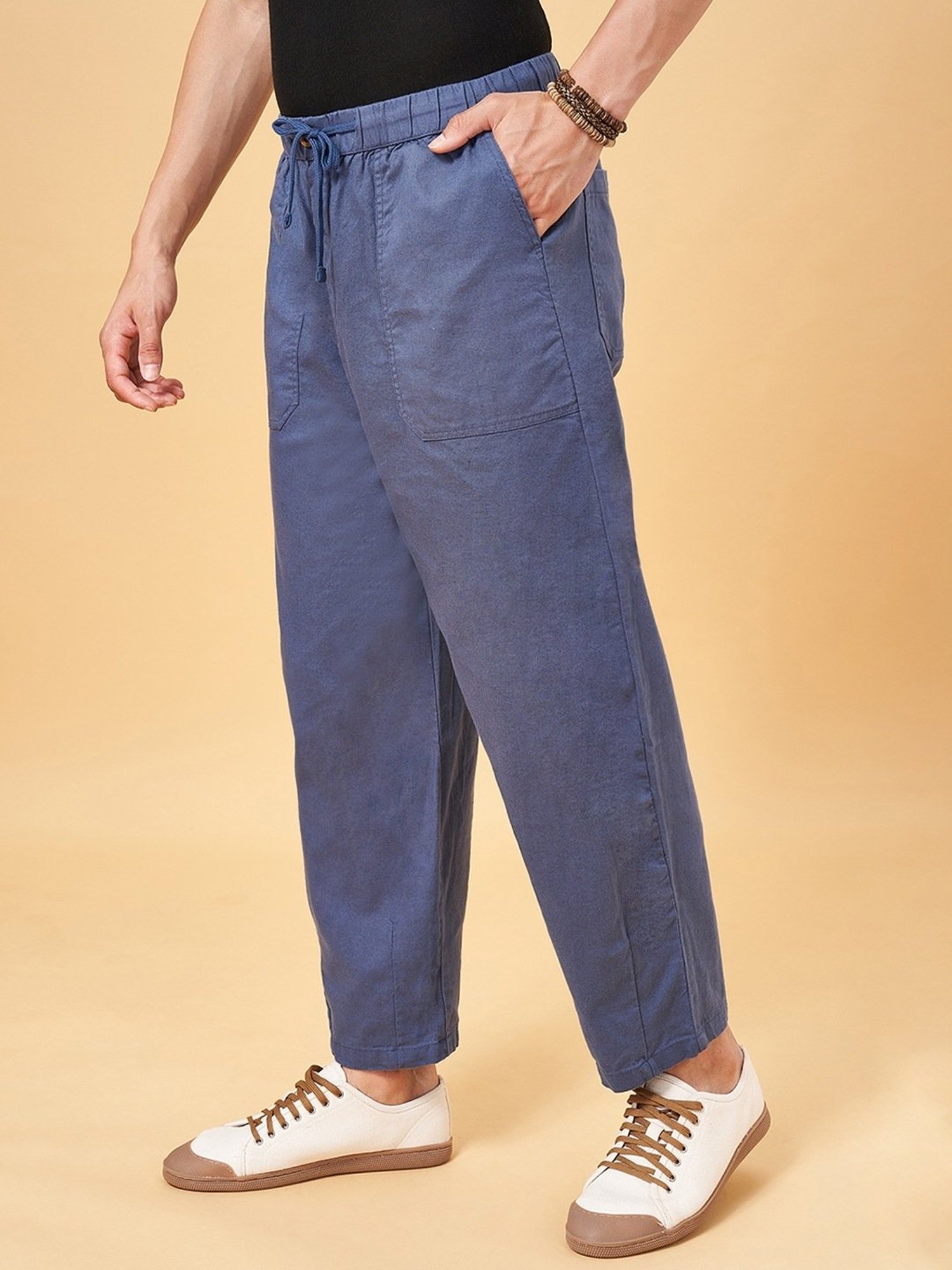 7 Alt by Pantaloons Teal Relaxed Fit Trousers
