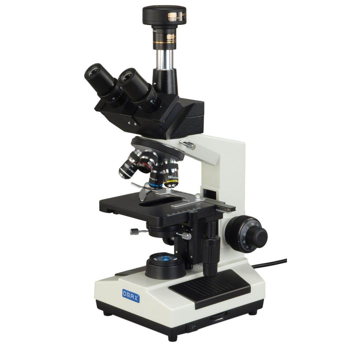 OMAX 5MP Digital 40X-2500X Advanced Oil NA1.25 Darkfield Trinocular Compound LED Microscope with 5.0MP Camera with Measurement, Stitching, Extended Depth of Field Software