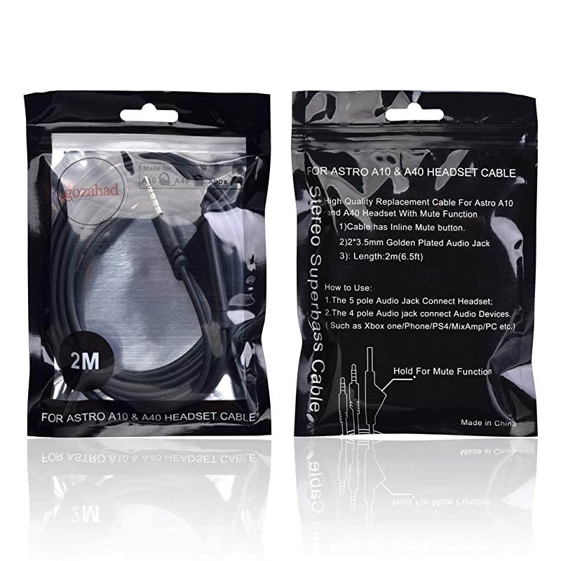 Replacement 20M Astro A40TR Inline Mute Cable Cord with Mute Function Also Works with A40A10 Gaming Headsets Xbox one ps4 Controller