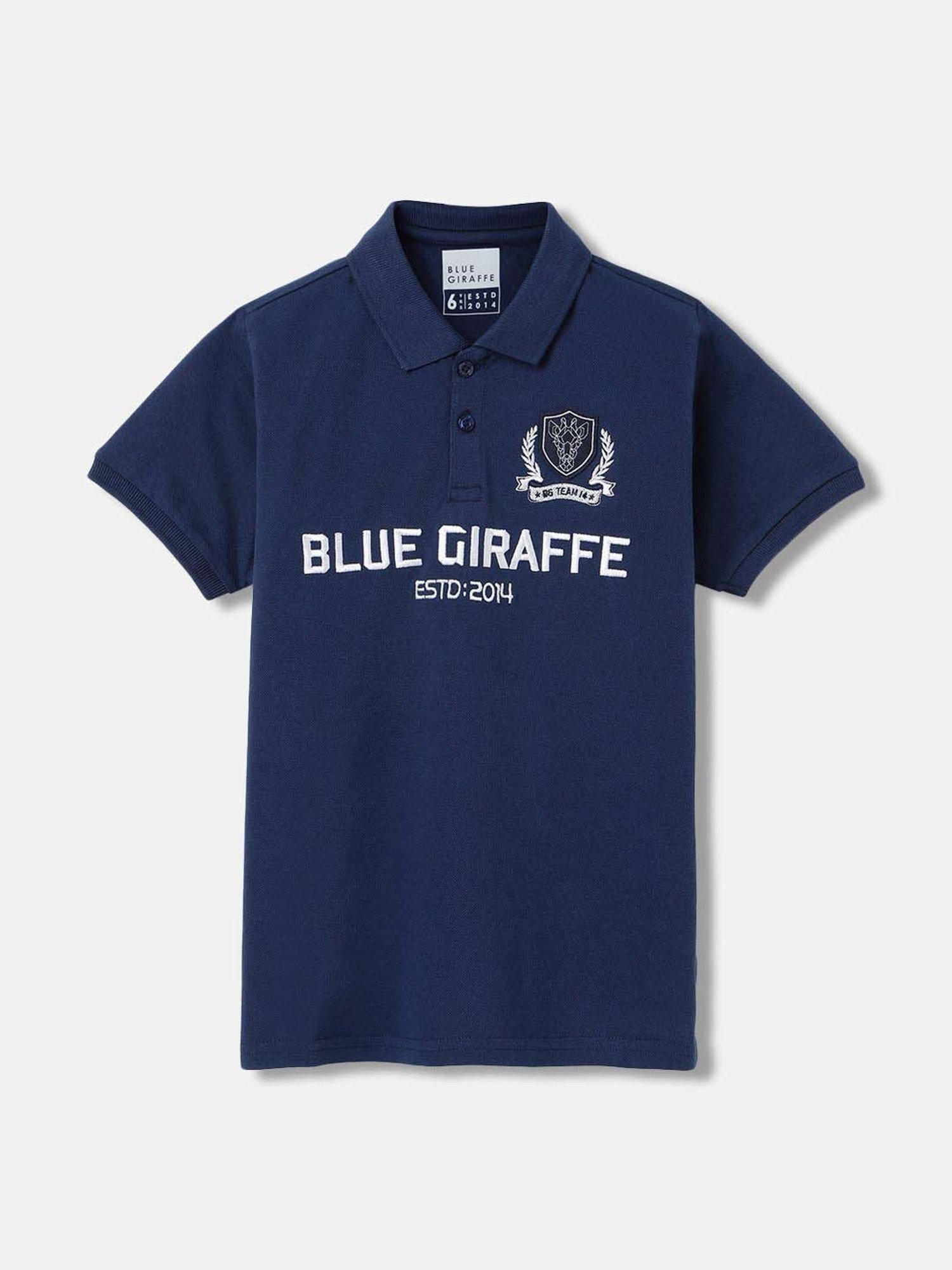 Blue Giraffe Kids Navy Cotton Polo T-shirt