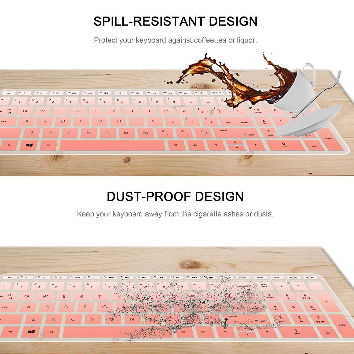 [2Pack] Keyboard Cover Skin for 15.6 HP Pavilion X360 15-BR075NR 15M-BP012DX BP011DX BP111DX BP112DX 15M-BQ021DX BQ121DX, 15-BS020NR 15-BS020WM 15-BS013DX 15-BW011DX, HP Envy 17M (gradualpink)