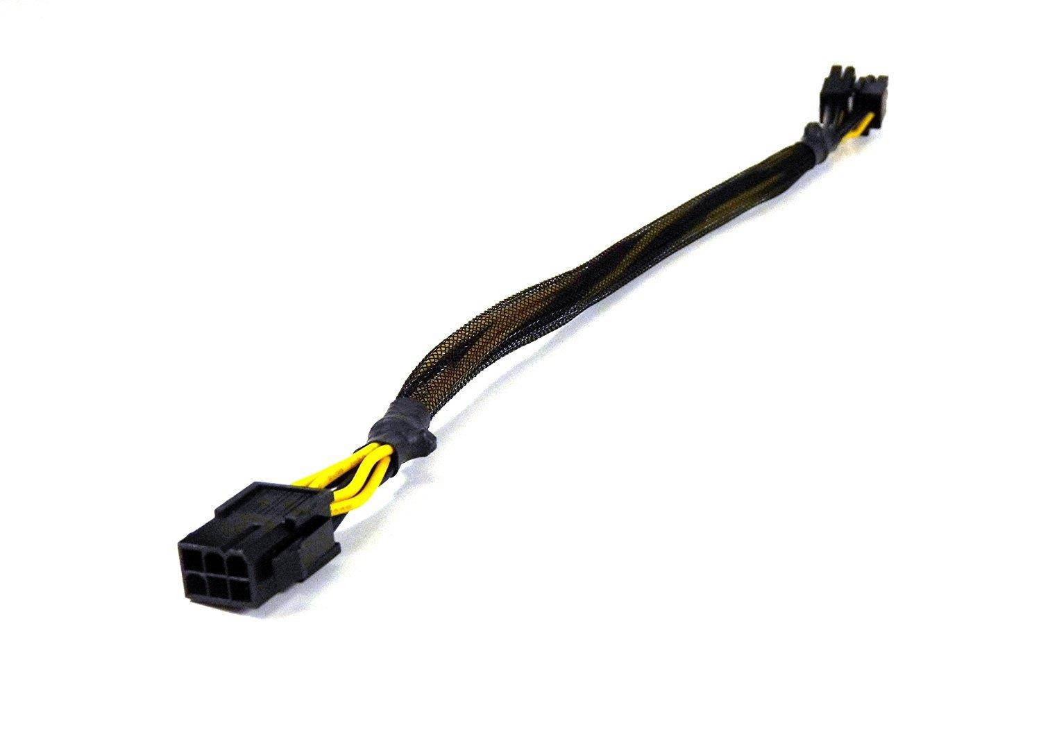 AYA 13" 6-Pin Express (Male) to EPS ATX 12V 8-Pin (4+4Pin Detachable) Female 18AWG w/Black Sleeves