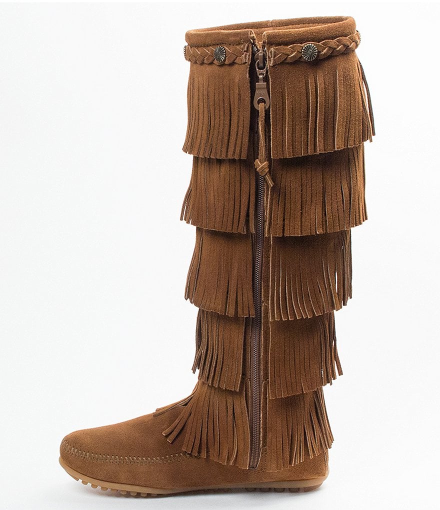 Minnetonka 5-Layer Fringe Suede Boots