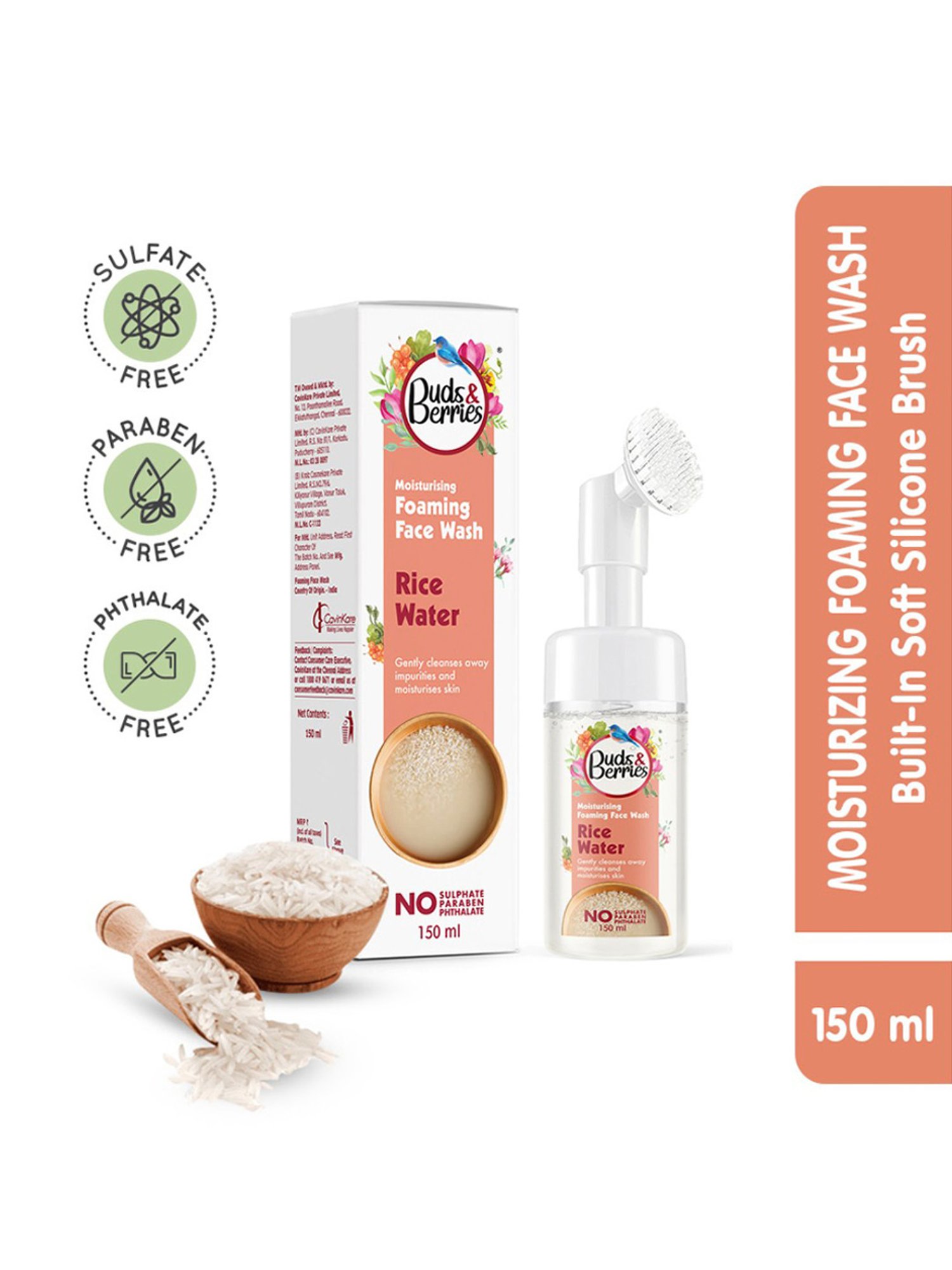 Buds & Berries Rice Water Moisturising Foaming Face Wash - 150 ml