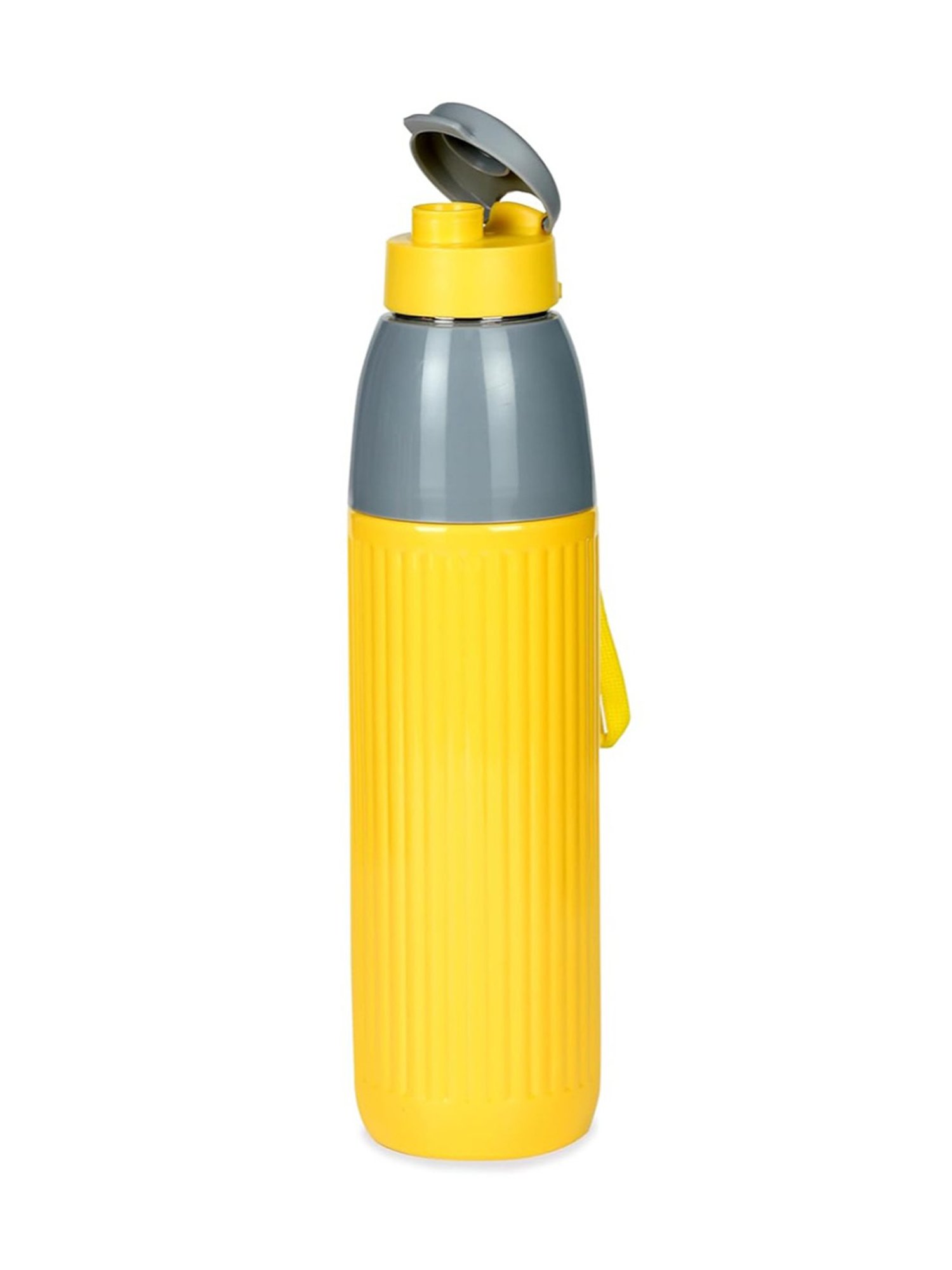 Varmora Veto Yellow Stainless Steel Insulated Inner Steel Outer Plastic Water Bottle - 700 ml