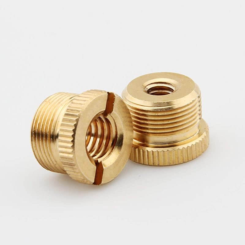 Microphone Stand Adapter 5/8" Male to 1/4" Female, 5/8" Male to 3/8" Female Adapter, Camera Tripod Accessories, 2 Pack(Brass)