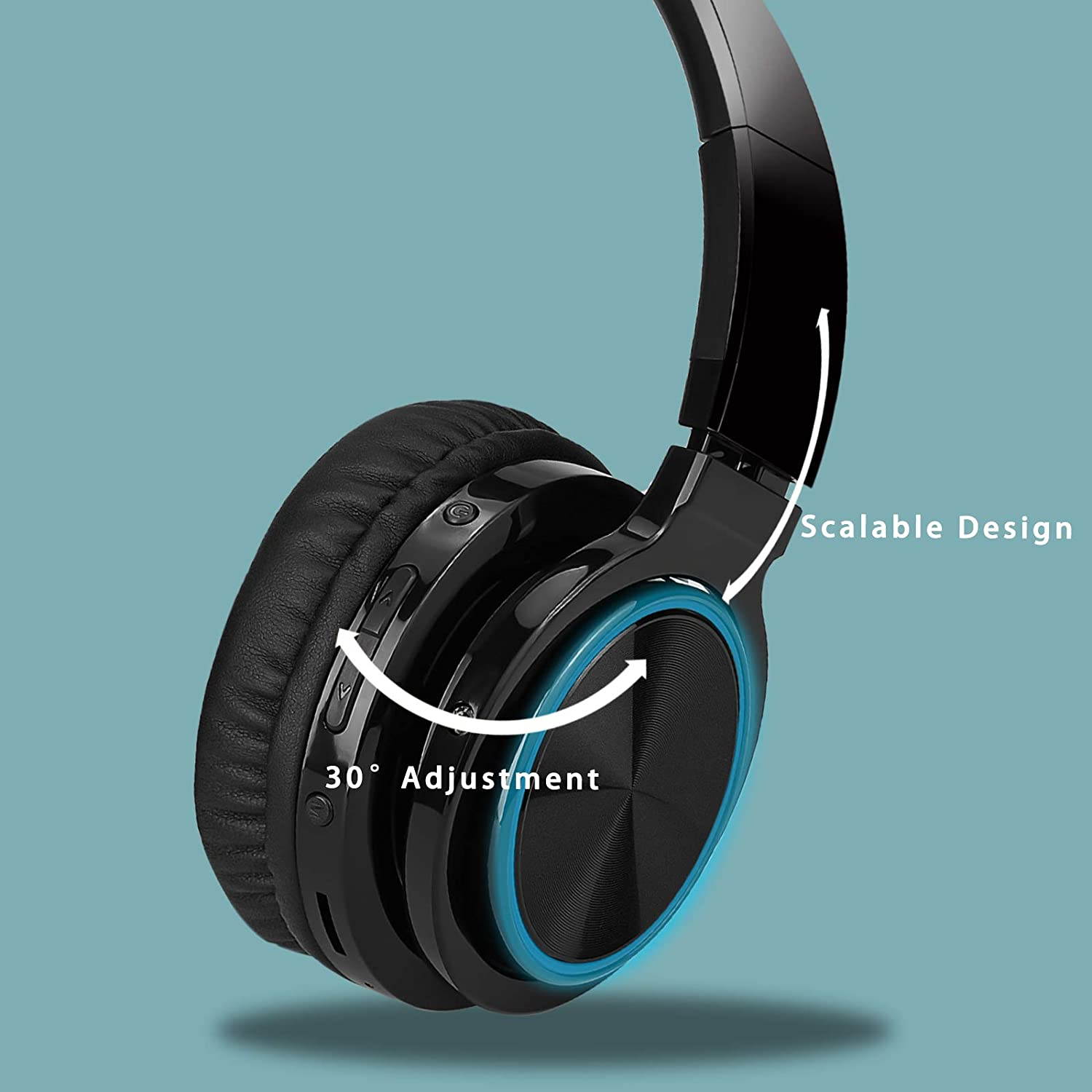 LUUSAMA Active Noise Cancelling Headphones Bluetooth Wireless Headphones Over Ear,  30 Hours Playtime for Travel/Work, White