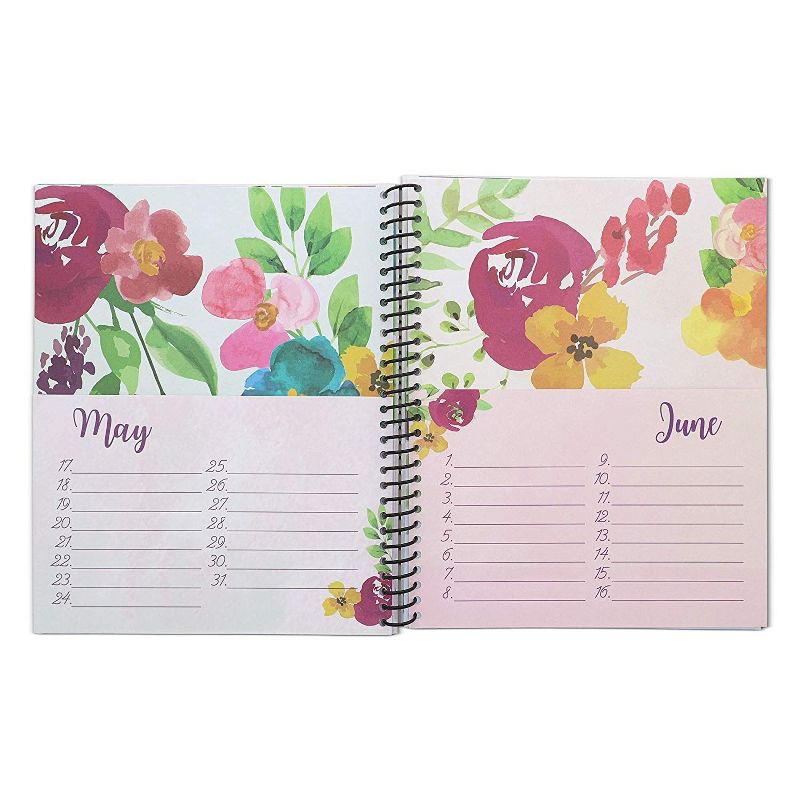 Sustainable Greetings Floral Greeting Card Organizer Book Keeper Spiral Bound with Pocket 10 x 8.5 inches