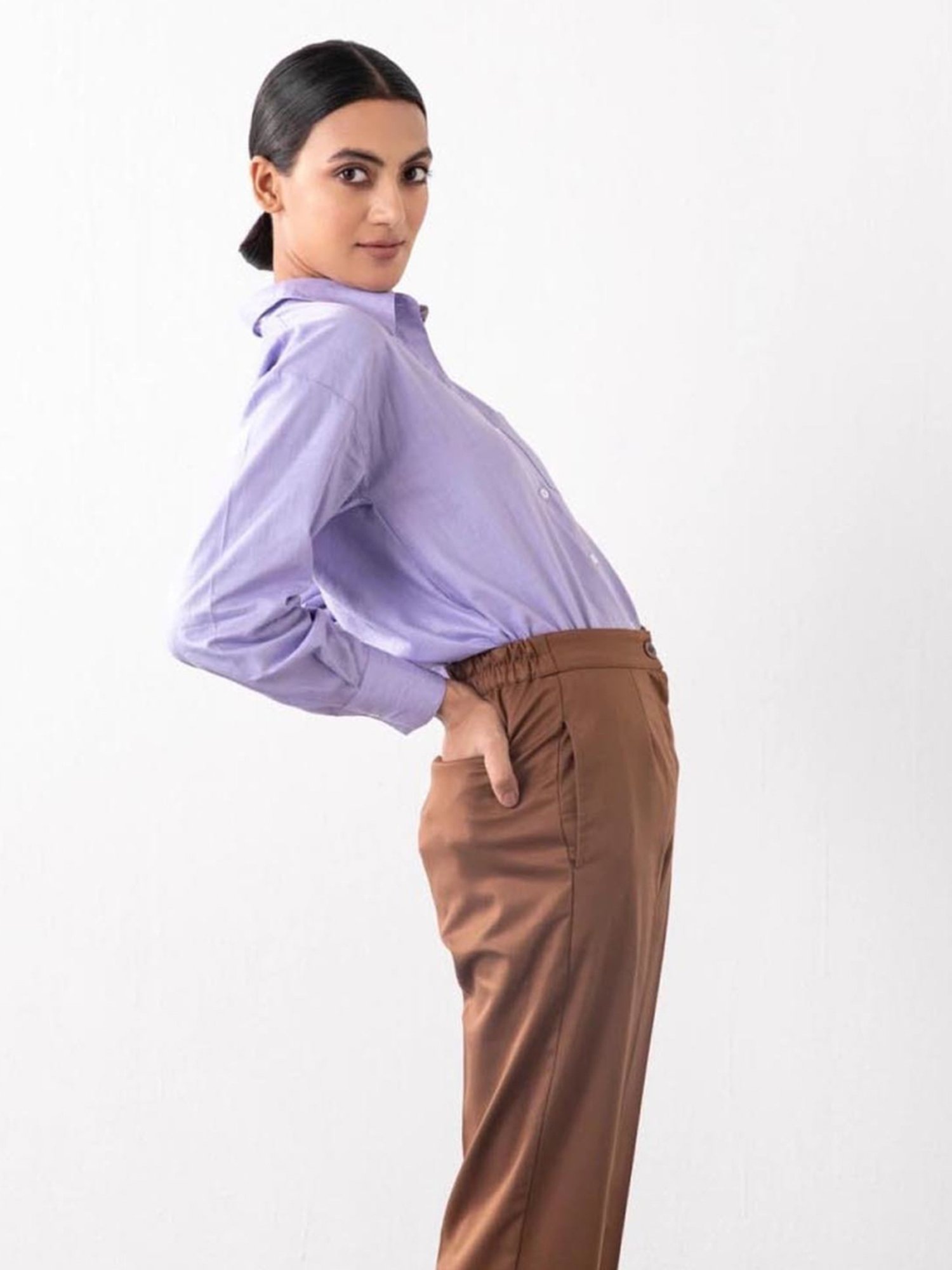 Qua Very Peri Oversized Cotton Shirt