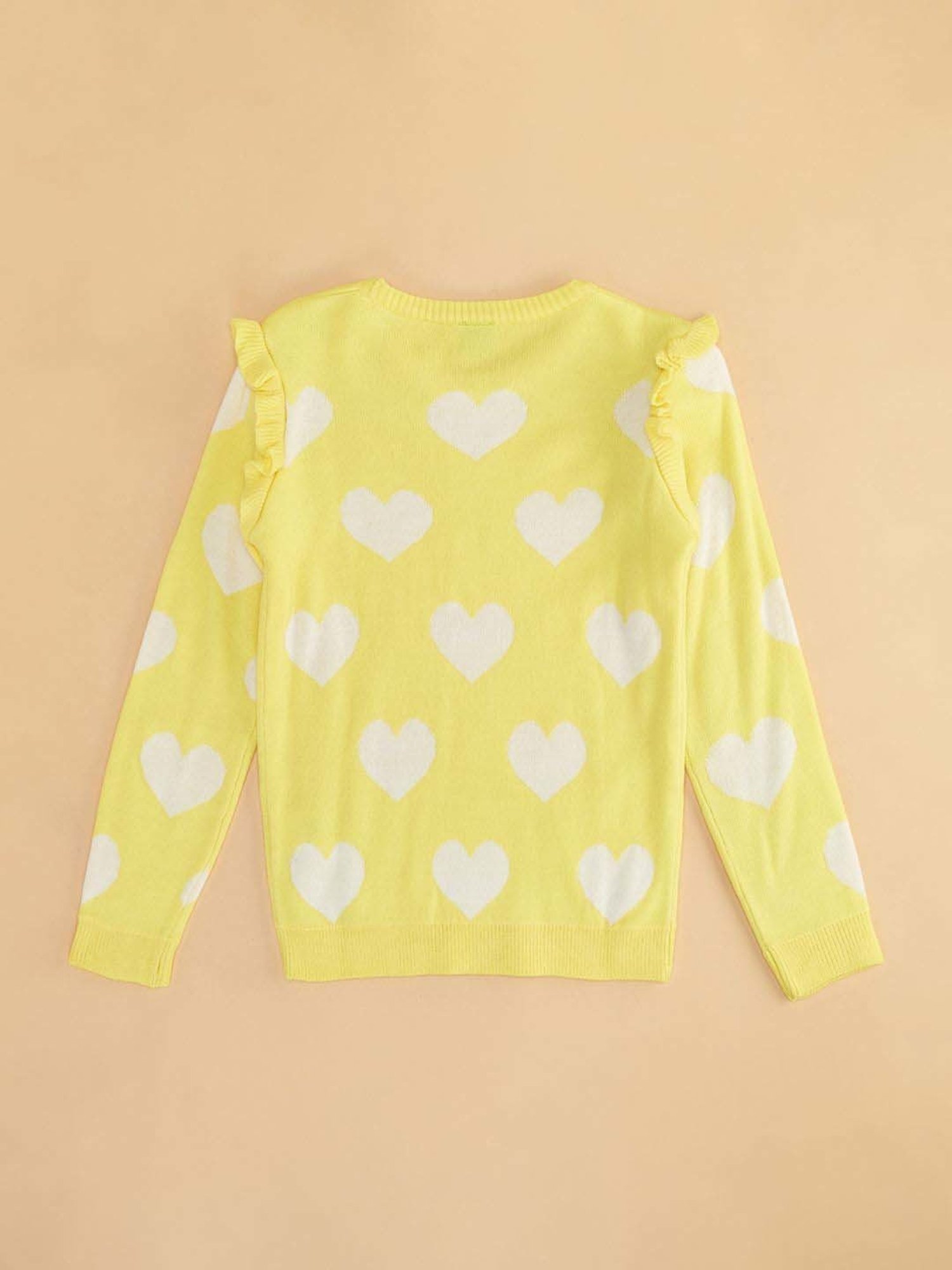 YU by Pantaloons Kids Yellow & White Printed Full Sleeves Sweater