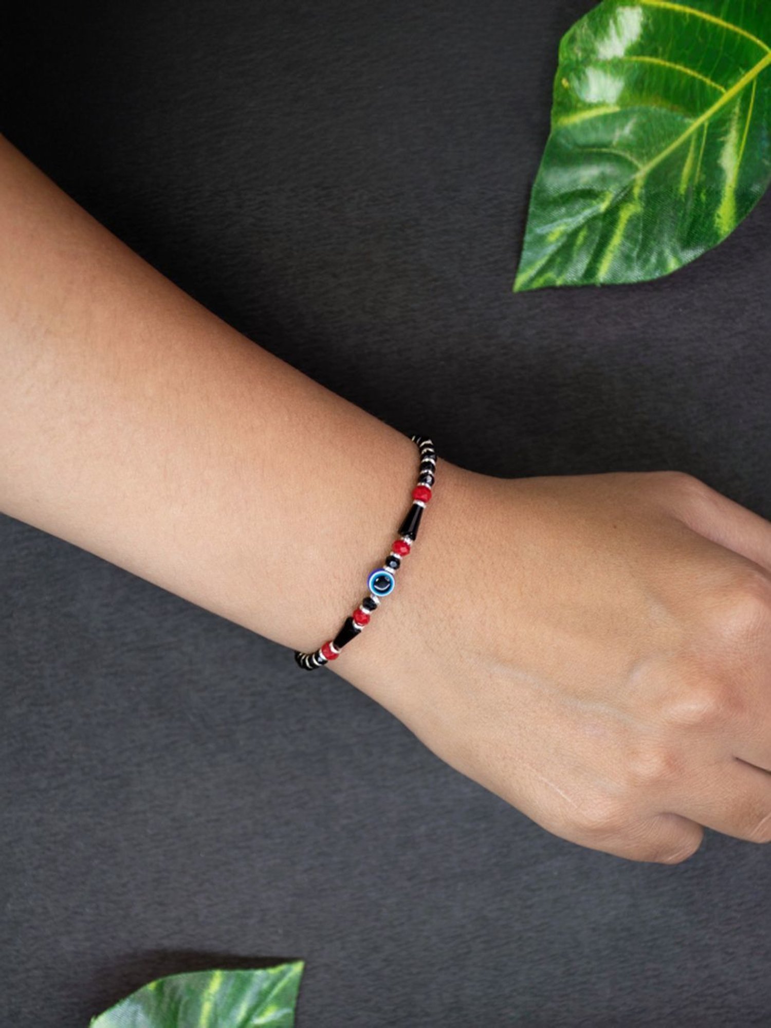 Arte Jewels 925 Sterling Silver Nazariya Evil Eye Bead Bracelet for Women & Girls