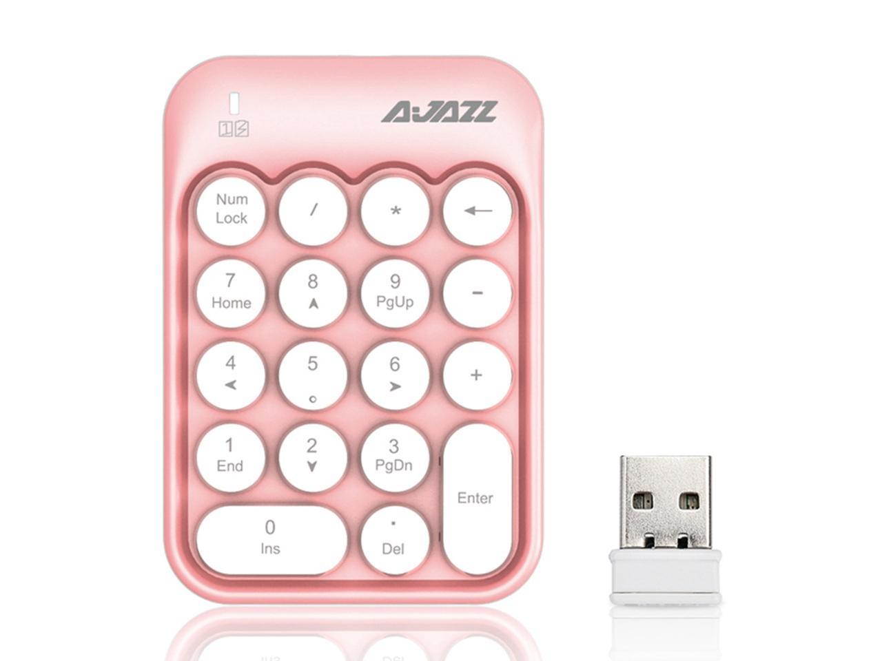 Ajazz AK18 2.4G Wireless Numeric Keypad 18-Key Retro Typewriter Round Keycap - White
