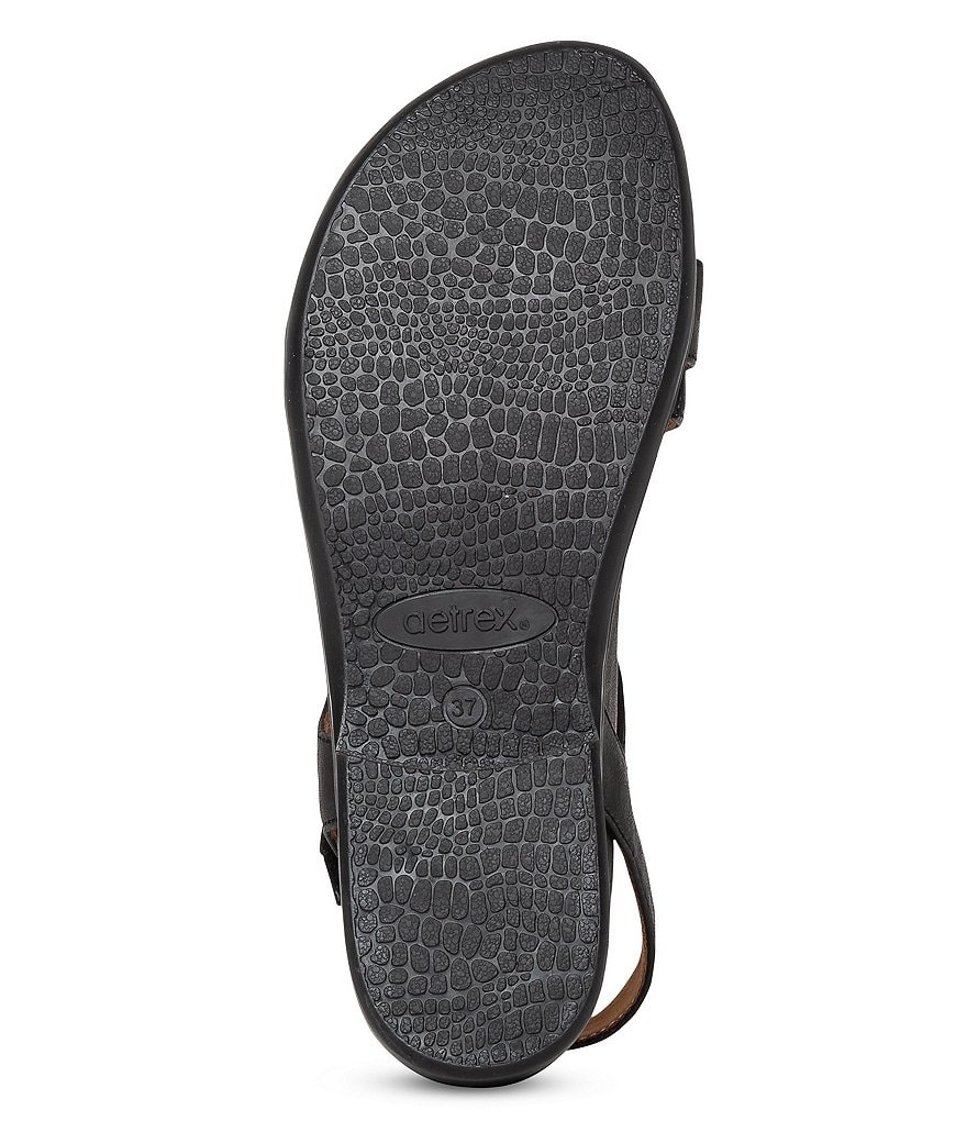 Aetrex Tia Leather Buckle Detail Strappy Sandals