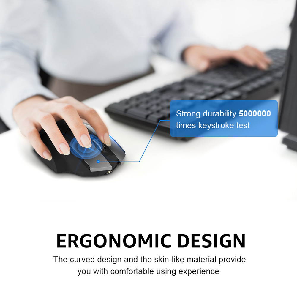 Bluetooth Mouse Wireless 2.4GHz Ergonomic Mice Mouse 4000DPI USB Receiver Optical Computer Gaming Mouse for Laptop PC