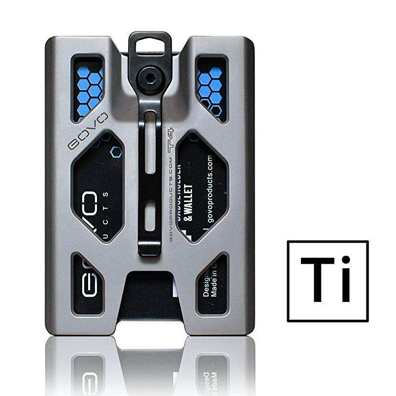 Titanium  Badge HolderWallet ID Card Holder with Metal Clip and 4 Cards Slot
