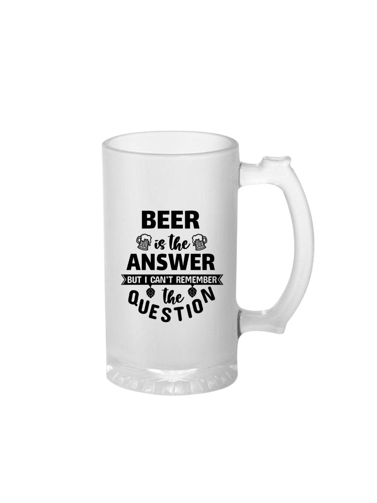 Gathari Printed White Glass Beer Mug