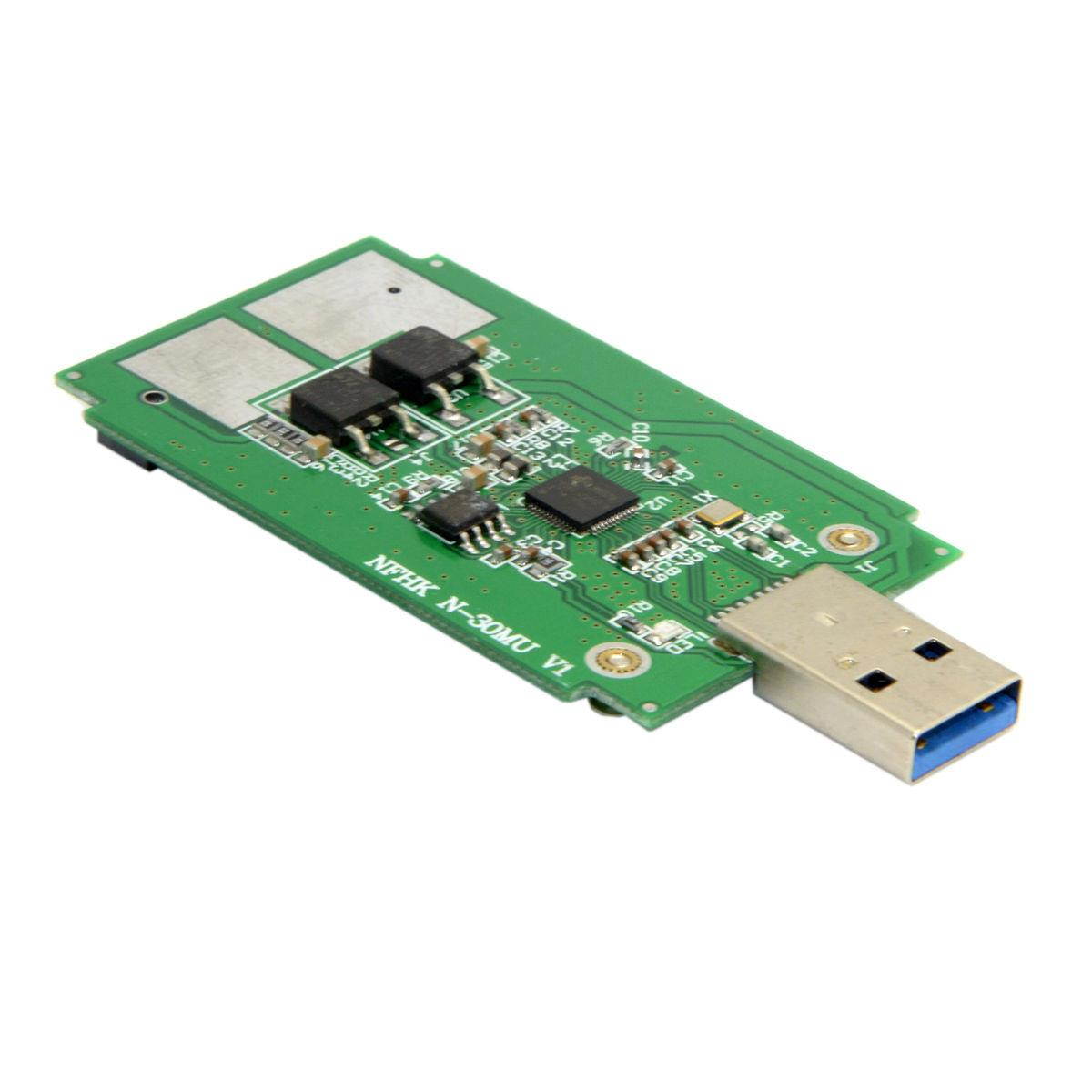 Mini PCI-E mSATA to USB 3.0 External SSD PCBA Conveter Card with Enclosure