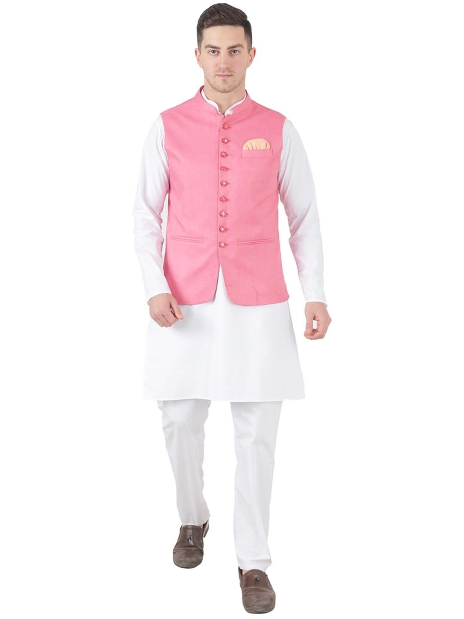 TAHVO Pink  Slim Fit Nehru Jacket