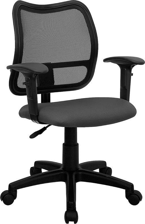 Mid-Back Gray Mesh Swivel Task Chair with Adjustable Arms
